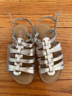 Monoprix European Brand Gold Leather Gladiator Sandals